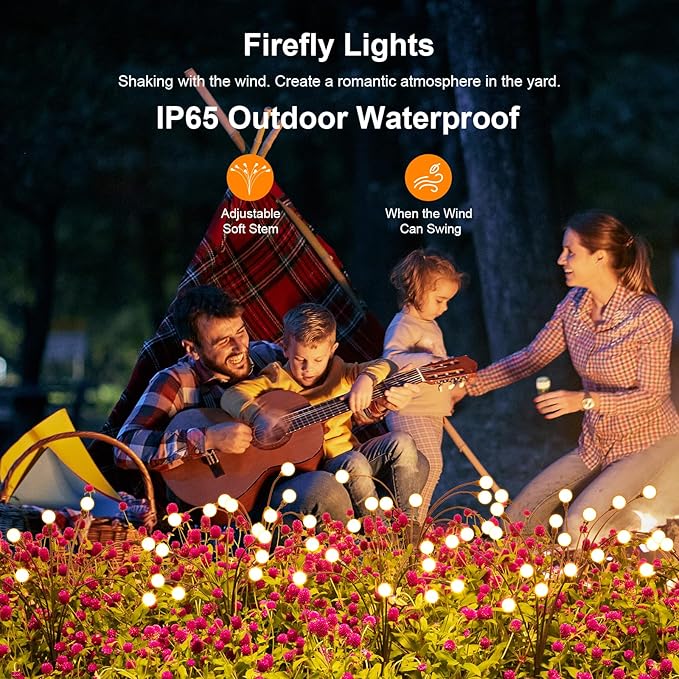 Solar Lights Outdoor(4 Pack, 32 LEDs), ASMAD Solar Garden Lights, Outdoor Decorations, Firefly Light for Patio Decor, Big Bulb, Unique Gifts for Women, Gifts for Grandma