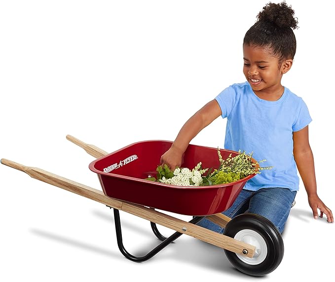 Wagon for Kids, Rolling Cart, Garden Cart on Wheels, Baby Wagon, Radio Flyer Kid's Wheelbarrow, Red, for Ages 3+ Years
