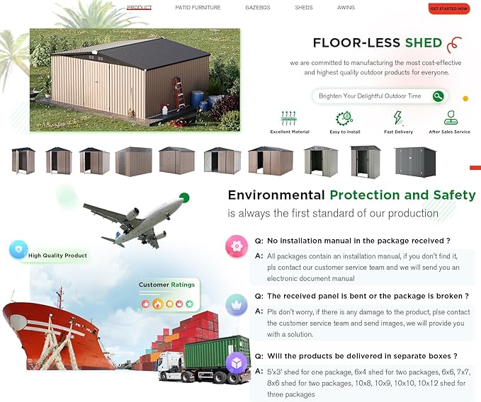 AECOJOY 14' x 12' Shed Outdoor Metal Storage, Large Storage Sheds & Outdoor Storage Clearance 14' x 12', Large Steel Yard Shed, Tool Storage for Garden, Backyard, Patio, Outside use in Grey