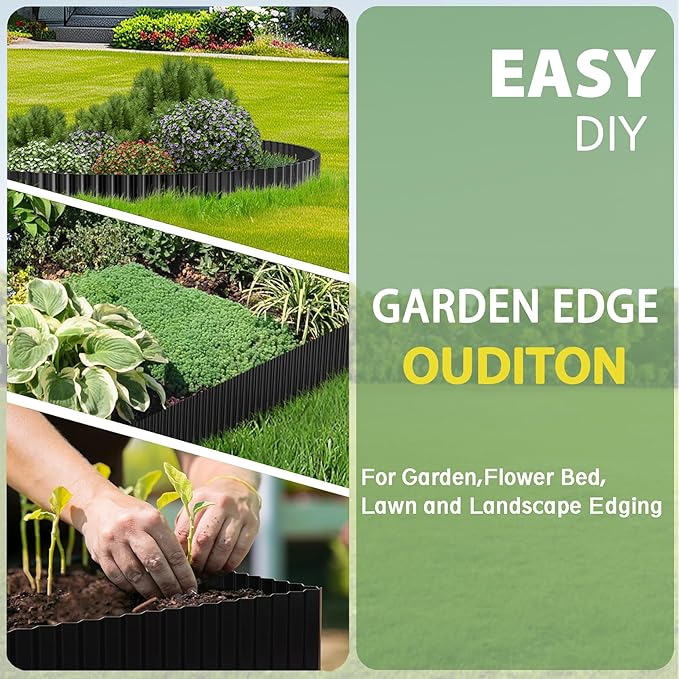 Used for DIY Metal Ripple Landscape Edging, Sturdy and Durable Garden Edging Border, Lawn and Tree Surround Fence Design (Black, 6"×40 Ft)