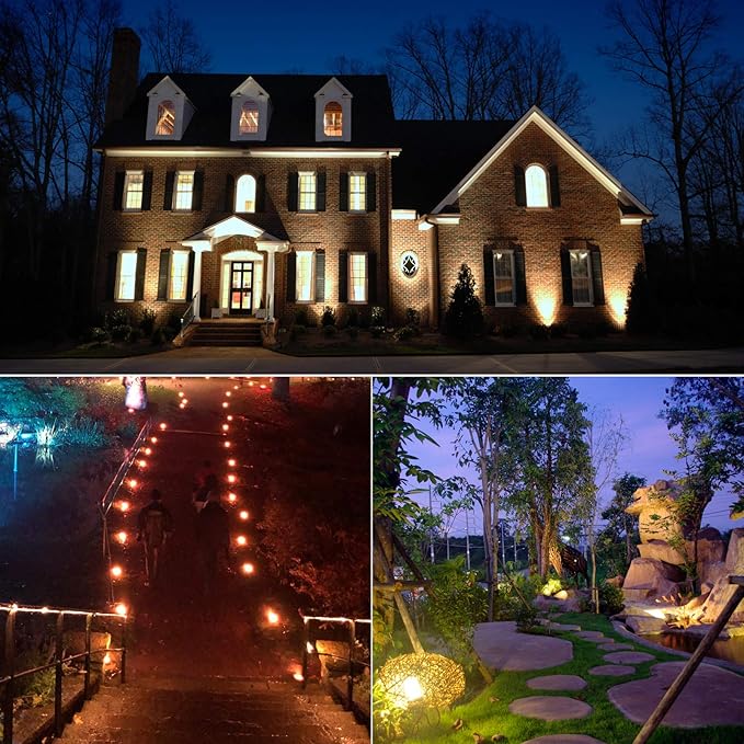 Landscape Lighting 12V 5W LED Landscape Spotlight Cast-Aluminum Waterproof Outdoor Low Voltage 450 Lumen Warm White for Garden, Lawn, Porch, Patio and Yard (2 Pack, Black)