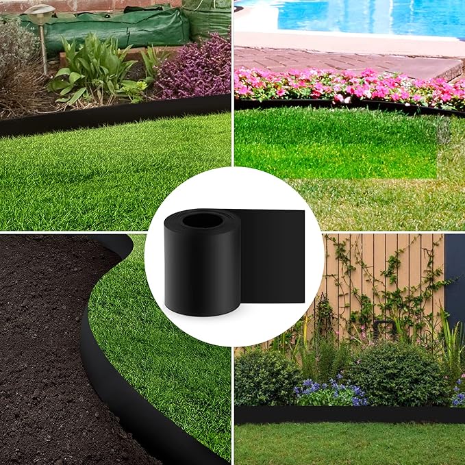 12 Gauge 150 Feet Weed Barrier Landscape Edging 10 inch Depth Flexible Border Roll Lawn Landscape Garden Edging for Backyard Driveway Path Sidewalk