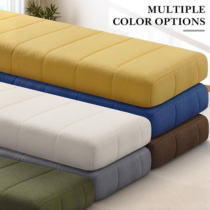 Wenqik Bench Cushion 48x18x4 Inch for Indoor Outdoor Furniture Tufted Thicken Bay Window Seat Cushion Non Slip Waterproof Dining Piano Bench Pad Pillow Anti Cat Scratch for Patio Porch Swing, Gray