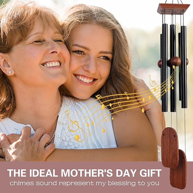 Wind Chimes for Outside Deep Tone, 36in Sympathy Wind Chimes Outdoor Clearance, Gifts for Mother's Day and Christmas, Outdoor Decor for Garden, Patio, Yard(Wood Wind Chime, Black)