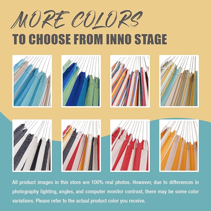 INNO STAGE Brazilian Hammock with Tree Straps - Cotton Hammocks Portable Hammock with Carry Bag for Backyard, Porch, Outdoor and Indoor Use Mixcolor