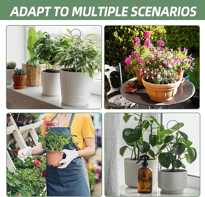 17.5 Inch Plant Trellis Indoor for Climbing Plants,Metal Trellis,Small Garden Trellis for Potted Plants,Plant Stakes for Indoor Plants Accessories Hoya,Flower,Plant Support,Plant Gifts(Circular-Metal)