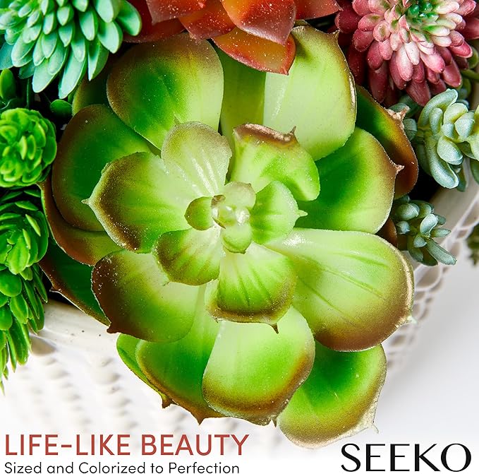 SEEKO Succulents Artificial Succulents – 28pc Assorted Premium Fake Succulent Plants - Realistic Faux Plants