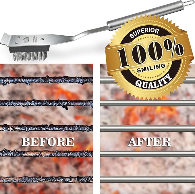 GRILLART Grill Brush and Scraper, Wire BBQ Grill Brush for Outdoor Grill, 16.5” Grill Cleaning Brush BBQ Grill Accessories, Safe Grill Cleaner Brush-Ideal Gift for Men/Dad BBQ Brush for Grill Cleaning
