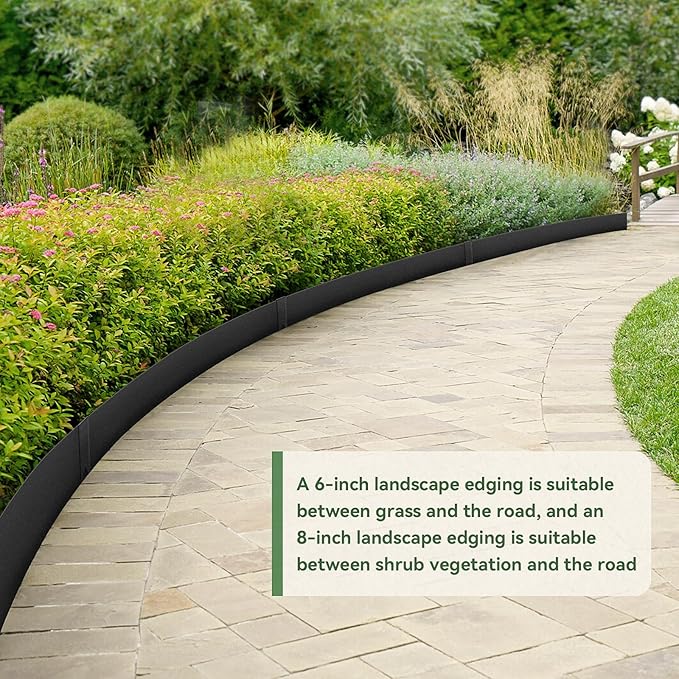 Landscape Edging Kit - 40" L x 6" H Each (20ft Total) Galvanized Bendable Metal Garden Edging for Lawn Yard- No-Dig Hammer-in Heavy Duty Metal Edging Border with 6 Clips