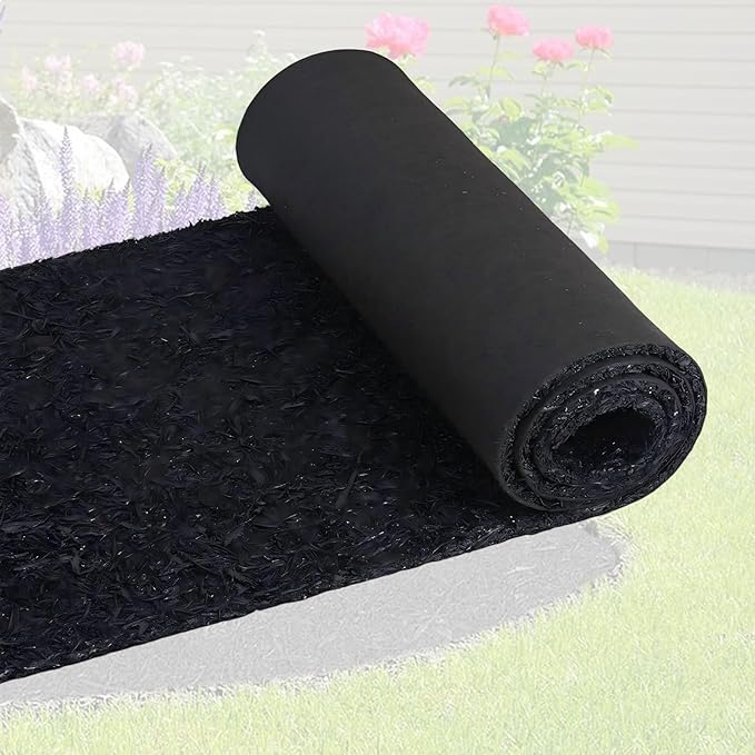 uyoyous Black Rubber Mulch Mat Roll, 8' x 2' Recycled Mulch Walkway Pathway, Permanent Garden Barrier Edging Border Mat, for Landscaping Outdoor