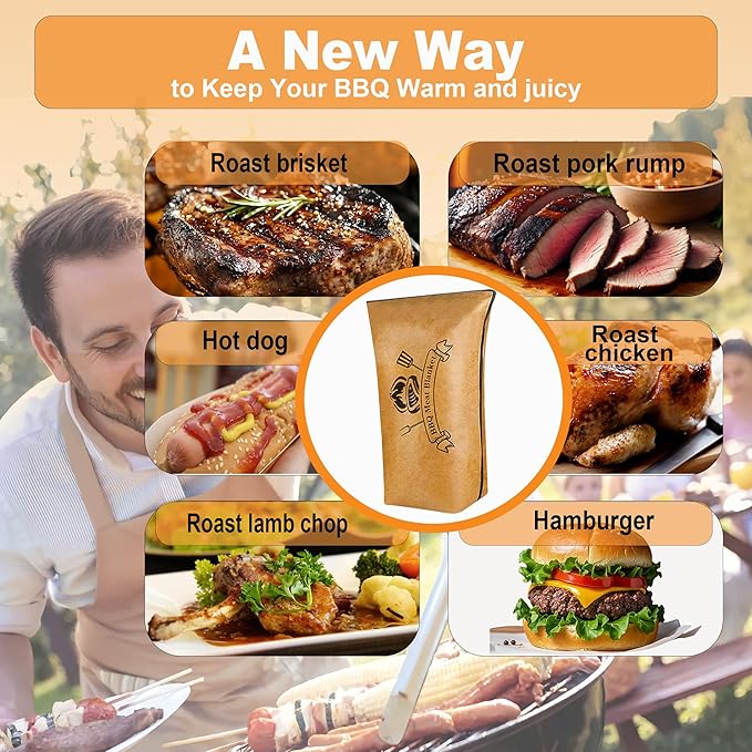 BBQ Blanket for Resting Meat, Heavy-Duty Waterproof Smoker Blanket for Briskets Pork Shoulders Turkey, to Keep Juicy & Tender, Reusable Portable for Grilling Smoking Camping (15in)