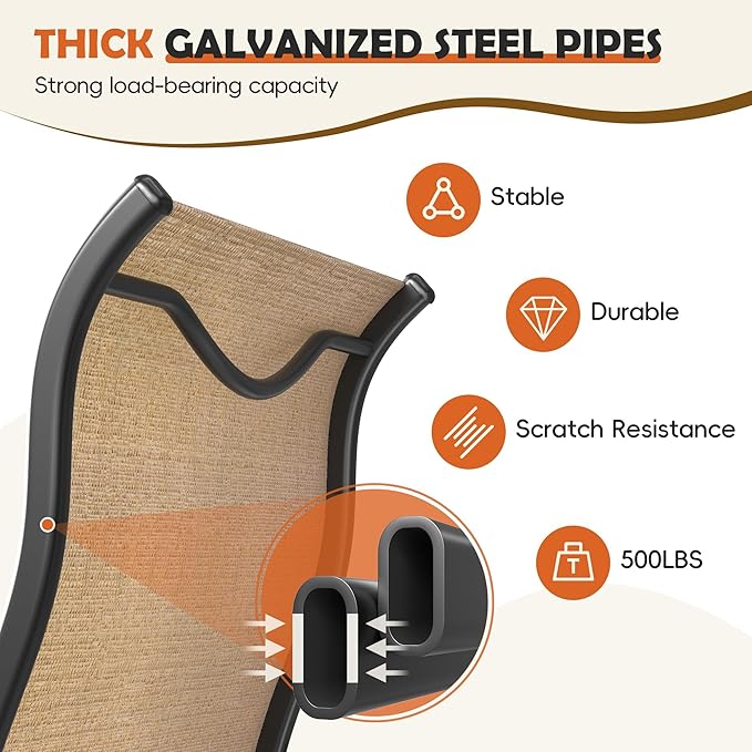 UDPATIO Patio Dining Chairs Set of 4, High Back Wide Seat Outdoor Furniture Chairs with All Weather Breathable Textilene, for Lawn Garden Backyard, Brown