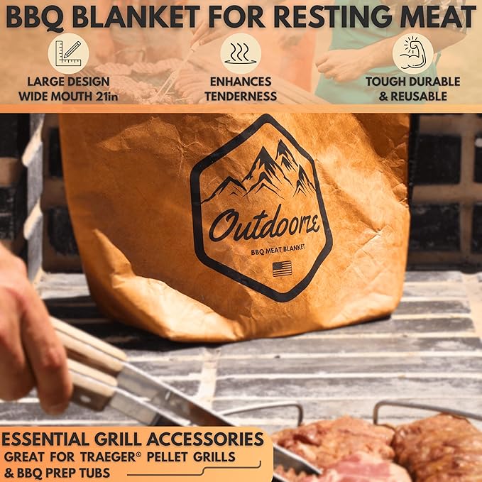 BBQ Blanket for Resting Meat | Meat Resting Bag for Smoking & Barbecue | Insulated Brisket Blanket | Grilling Accessories for Brisket, Steak & Beef | Gifts for Men | Camping Essentials by Outdoorze