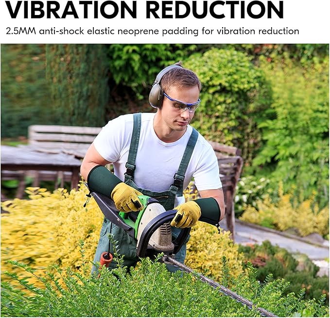 Vgo... Safety Work Gloves Men,Extra-long Cuff, Cow Grain Leather,Puncture-proof, Thornproof, Durability, Touchscreen,Gardening (1 Pair,Size L, Golden Green, CA7472)