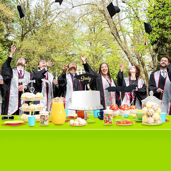 6 Pack Lime Green Tablecloth, Rectangular Plastic Table Cloths for Parties Disposable, 54x108 in Waterproof Tablecloth for Birthday Party Baby Shower Picnic Valentines