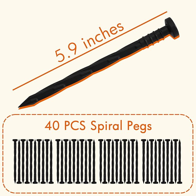 Gardzen 1.5" x 40' Landscape Edging Kit, Garden Edging Coil Comes with 40 Pcs Spikes, No Dig Lawn Border Design