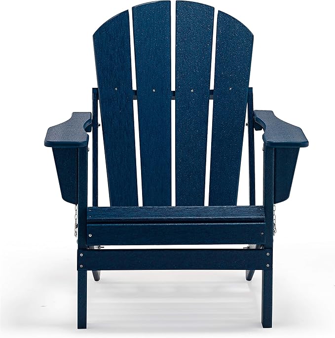 Westin Outdoors Laguna WO Home Outdoor Adirondack Folding Chair Lounger Seat Traditional Retro Home Furniture for Beach, Balcony, Backyard, Lawn, Patio, Pool, Deck, Garden (Navy Blue)