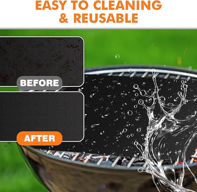 5PCS Grill Mats for Outdoor Grill – Non-Stick BBQ Mats, Reusable Heat Resistant Grill Mat for Gas, Charcoal & Electric Grill Accessories