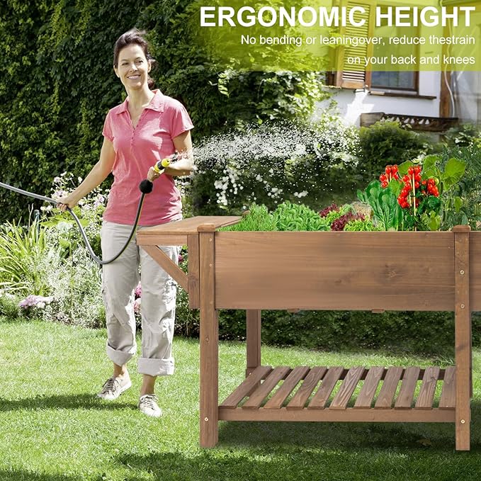 Raised Garden Bed with Legs Outdoor, Elevated Garden Box with Legs, Large Storage Shelf for Vegetable, Flower, Herb, Easy to Assemble,81x23x31 in