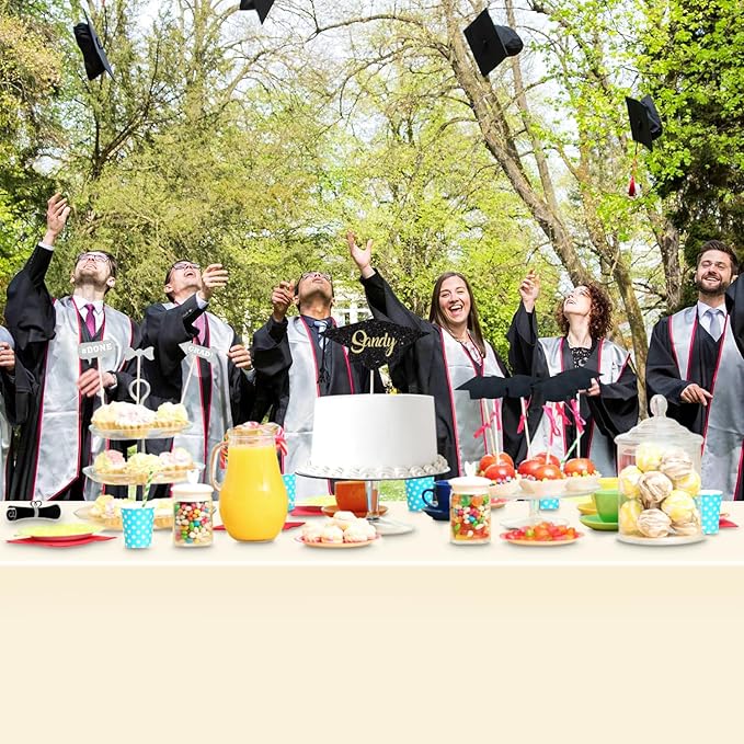 6 Pack Ivory Tablecloth, Rectangular Plastic Table Cloths for Parties Disposable, 54x108 in Waterproof Tablecloth for Birthday Party Baby Shower Picnic Valentines