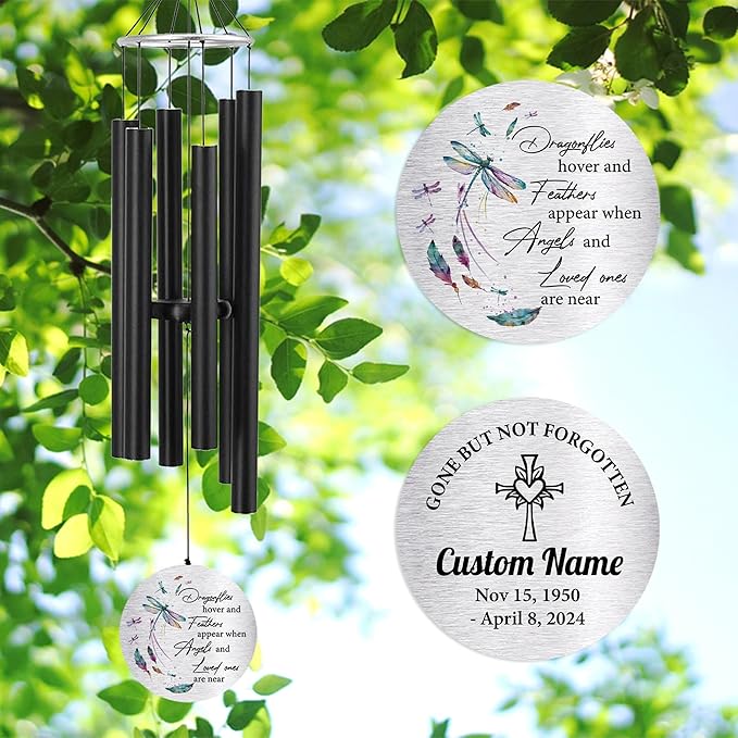 Pwesionalized Sympathy Wind Chimes 36 inch, Memorial Gift for Loss of Mom/Dad/Grandma/Loved one, 42inch Customized Bereavement Gift Idea for Condolences Funeral
