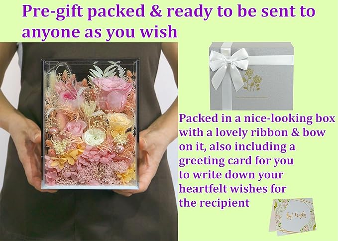 Valley of Rain & Forest Long-Lasting Real Flowers, Handcrafted Preserved Rose Bush For you to Send Love for All Occasions, Floral Arrangement for Indoor Decoration (Pink Rose)