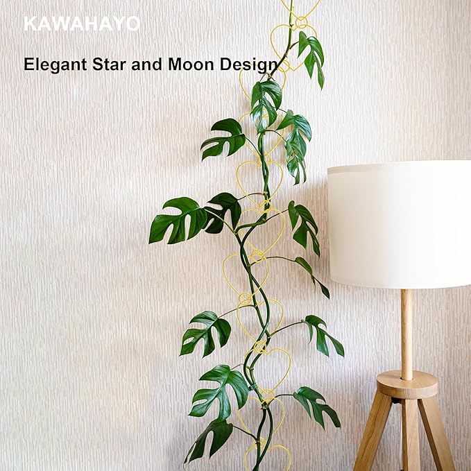 20 Pcs Chain Trellis for Climbing Plants Indoor Outdoor, Plant Trellis, Garden Plant Wall Trellis, Vine Support Houseplant Accessories for Monstera, Pothos, Ivy, Climbing Plants (Gold Heart)