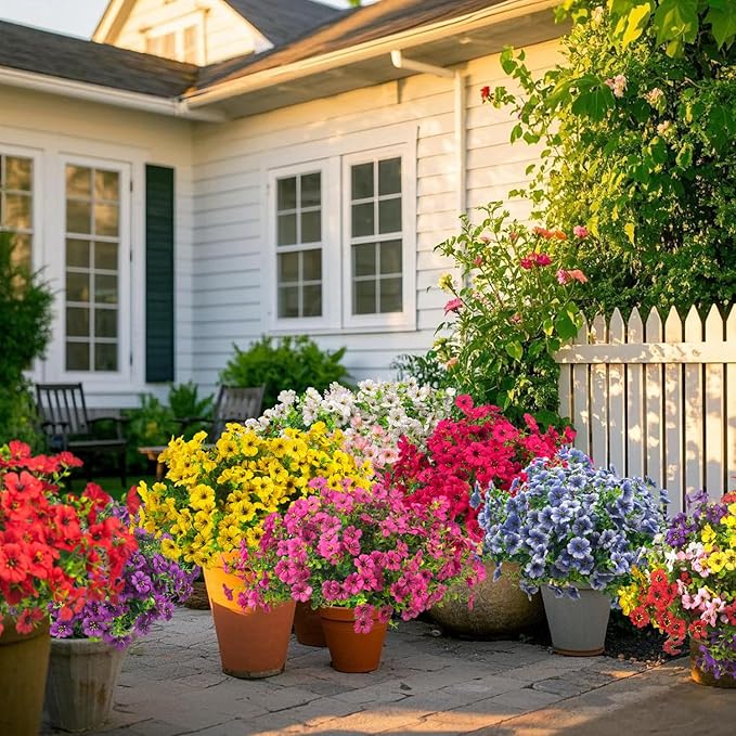 Artificial Fake Flowers for Outdoor Spring Decoration, 16 Bundles Faux Silk Colorful Daisy UV Resistant Realistic for Outside Porch Patio Home Yard Garden Planters Pots Window Box (Yellow)