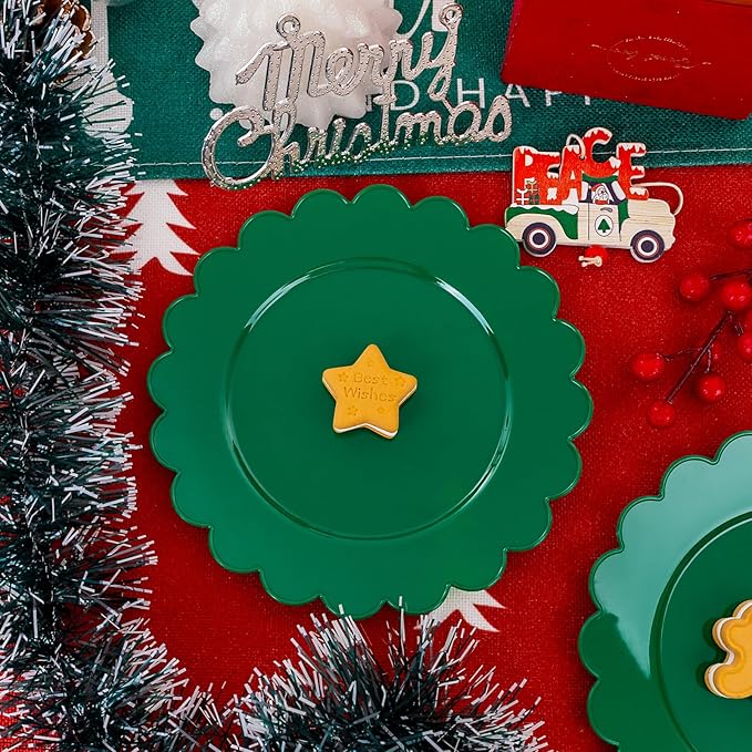 SUT 72Pcs 7.5" Green Plastic Plates - Heavy Duty Disposable Tableware for Weddings, Parties, Events | Eco-Friendly Dessert & Appetizer Serving, Fancy Disposable Plates (72 Count)