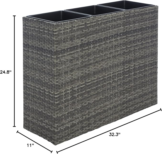 SAFAVIEH Outdoor Collection Rita Grey/Brown Woven Rectangular Flower Rack