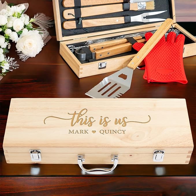 Personalized Wedding Gifts, 11 Pcs Stainless Steel Barbecue Grilling Accessories, Customized BBQ Wedding Gifts, Wedding Gifts For Couple & Newlyweds, Wedding Gift Ideas, Custom Wedding Gift, BBQ Tools