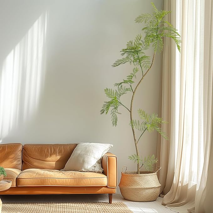 7.2FT Artificial Tree Fake Jacaranda Tree,Faux Tall Tree Lifelike Green Leaves Large Plants Indoor Fake Trees for Home Decor