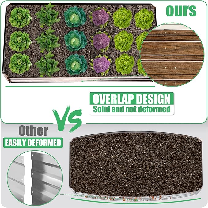 SnugNiture Galvanized Raised Garden Bed 6x3x2FT Outdoor Large Metal Planter Box Steel Kit for Planting Vegetables, Flowers
