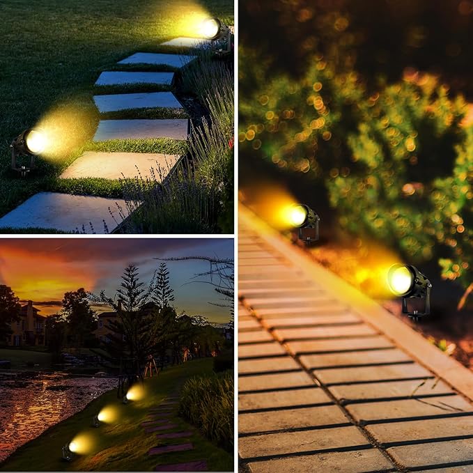 Low Voltage Landscape Lighting with Connectors, 7W LED Landscape Lights AC/DC 12V-24V IP67 Waterproof 3000K Warm White Spotlights for Garden Tree Yard Pathway, 2 Pack