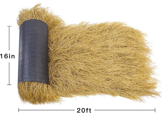 240“ Tiki Thatch Grass Roof, Mexican Artificial Straw Roll for Tiki Bar Hut Party Garden Fence Patio DIY Crafts,Palapa Thatch Roofing Duck Blind Grass Hay Bales for Decoration (20ft x 16in, Yellow)