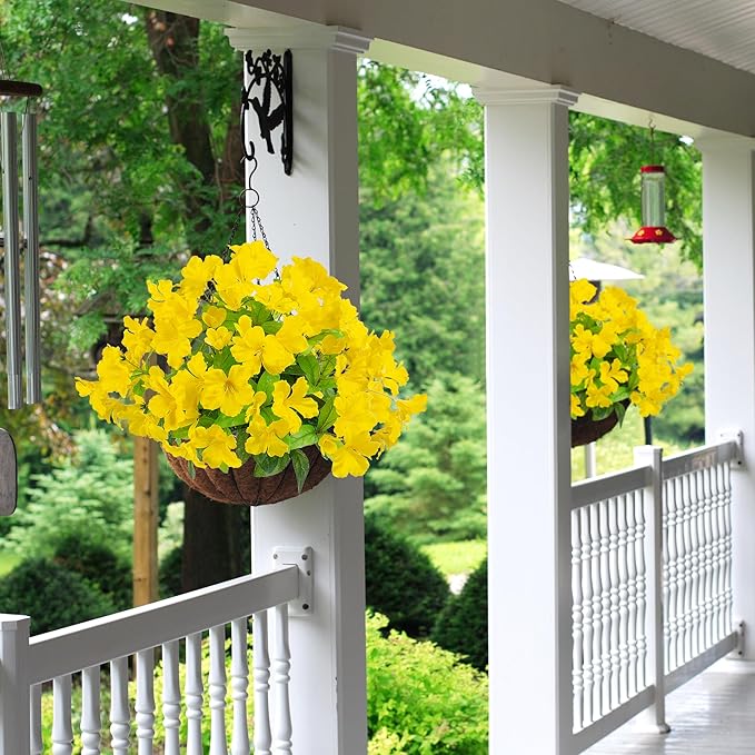 Fake Plants Artificial Flower Outdoor Plastic Flowers for Outdoors 15.7"Artificial Azalea Flowers Fake Flowers Artificial Plants Outdoor Flower Artificial For Decor Silk Flowers ((Yellow)4pcs