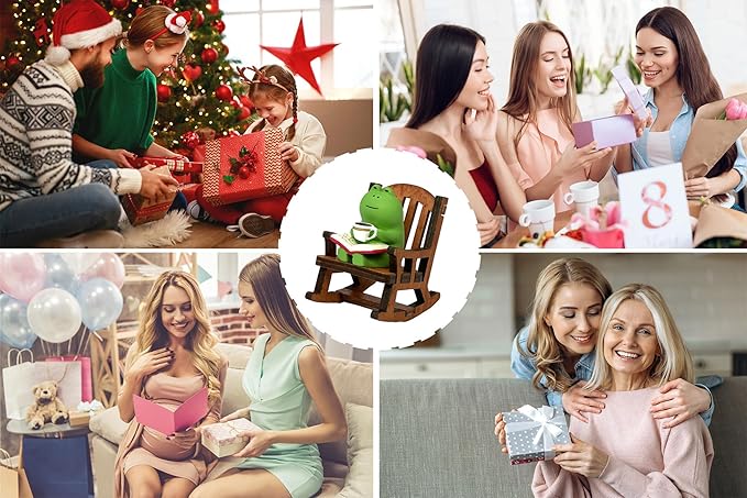 Miniature Frog Figurines, Cute Frog Desk Accessories for Desk Decor, Funny Gifts for Garden Decor, Mini Resin Animal Garden Statues (Green)