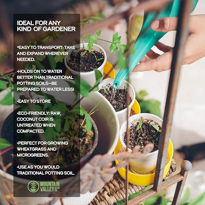 Minute Soil Organic Coco Peat 12 Pack ā Lightweight Growing Bricks Expand to 18 Gal ā Potting Mix for Microgreens, Herbs, Vegetables, Flowers, Indoor Containers, Seed Trays