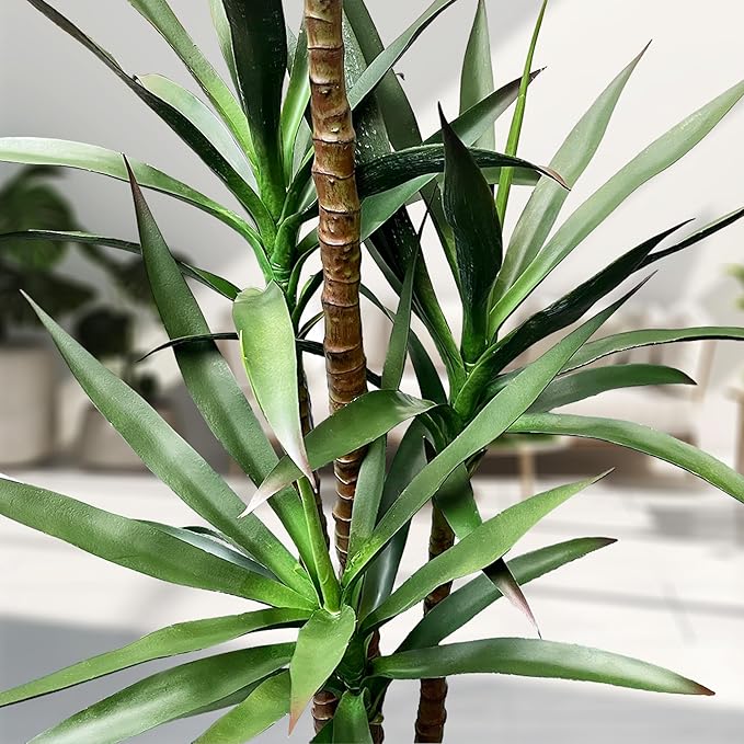 Artificial Trees 72 Inch/ 6Ft Faux Tree 4 Trunks Agave Plant, Tall Fake Plant with Plastic Pot for Home Decor, Office Decor