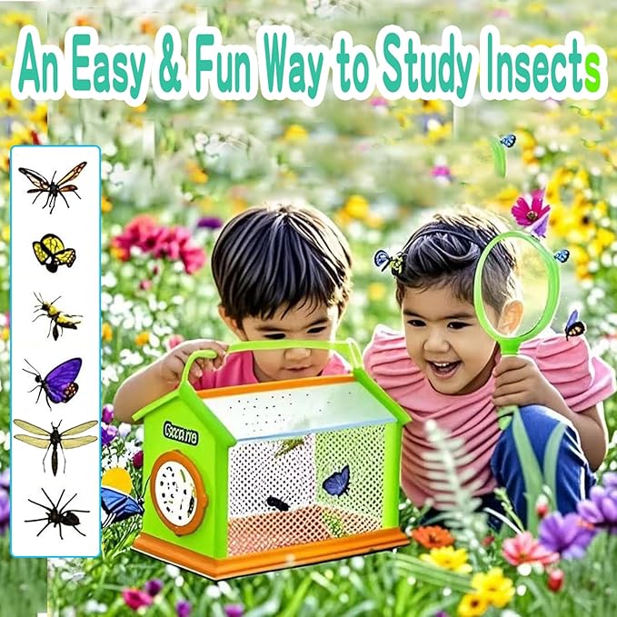 Bug Catcher for Kids - Outdoor Insect Exploration Kit with Butterfly Net, Insect Box, and Bug Tools - Safe and Educational STEM Toy for Boys and Girls 3 4 5 6 7 8 Year Old