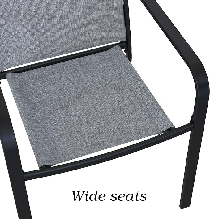Patio Dining Chairs Set of 2 with Textilene mesh Fabric, Outdoor Space Saving Lawn Chairs for Porch Garden Backyard Poolside Sling Chairs,Grey