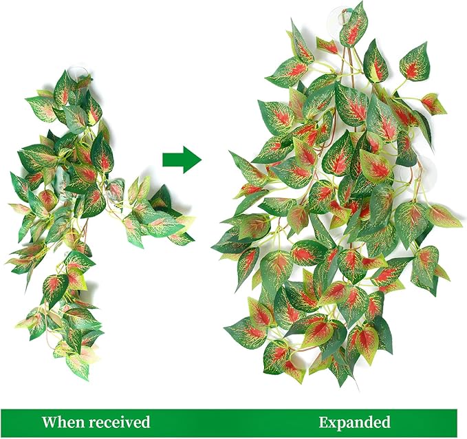 Aquarium Decorations Plants Artificial Fake Plastic Water Grass Plants for Fish Tank Aquarium Decor Artificial Hanging Plants (Red Inside Leaves, 20INCH)