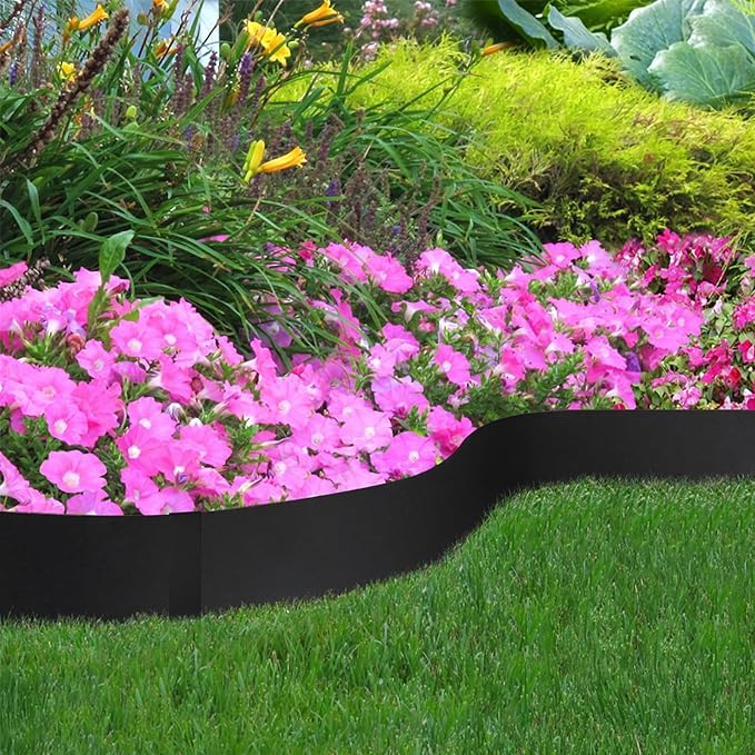 8 Inch Steel Landscape Edging,6 Pack Hammer in Edging for Landscaping, Metal Landscape Edging for Lawn, Pathway, Yard