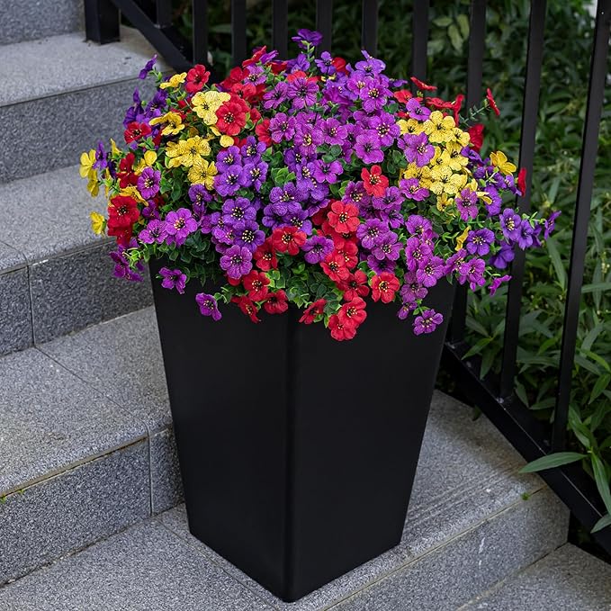 20 Bundles Artificial Flowers for Outdoor Fake Plants for Spring Decoration,Faux Eucalyptus Flowers for Planter UV Resistant Lifelike for Home Porch Garden(4 Color)