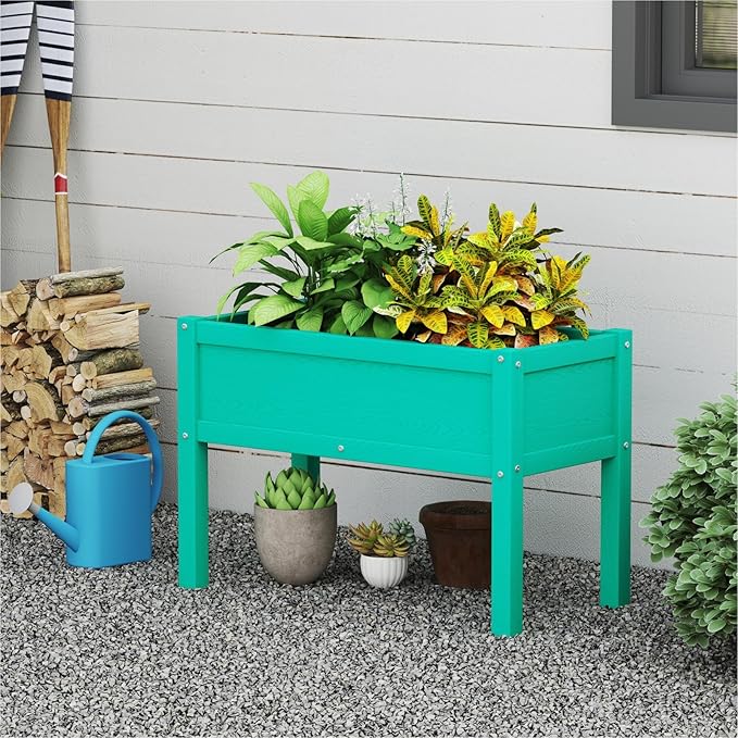 Small HDPE Raised Garden Bed, Elevated Planter Box with Legs, Outdoor All-Weather Planter Raised Beds for Seeds, Herb, Flower, Vegetable (Aruba)