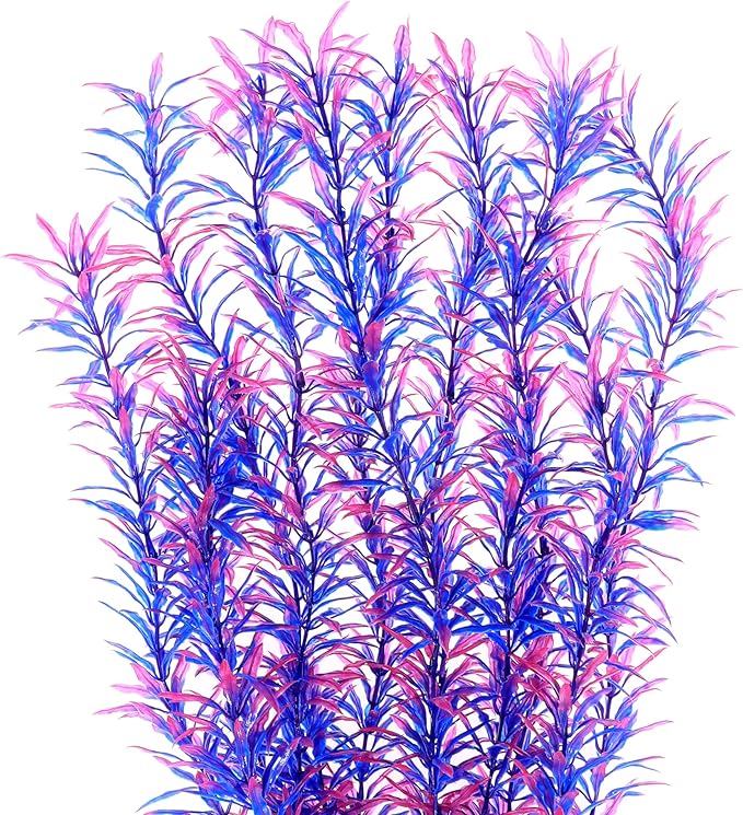 ALEGI Aquarium Fish Tank Decoration,Large Artificial Plants for Fish Tank 21 inches Tall,Safe for All Fish, Purple