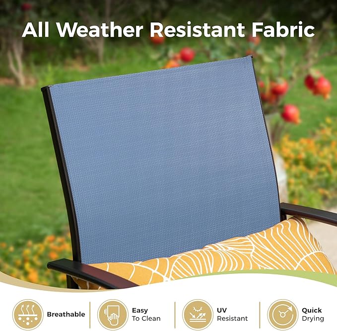 8 Pieces Outdoor Textilene Dining Chairs,Patio Dining Chairs Set, Fixed Patio Chairs with Armrest, Blue