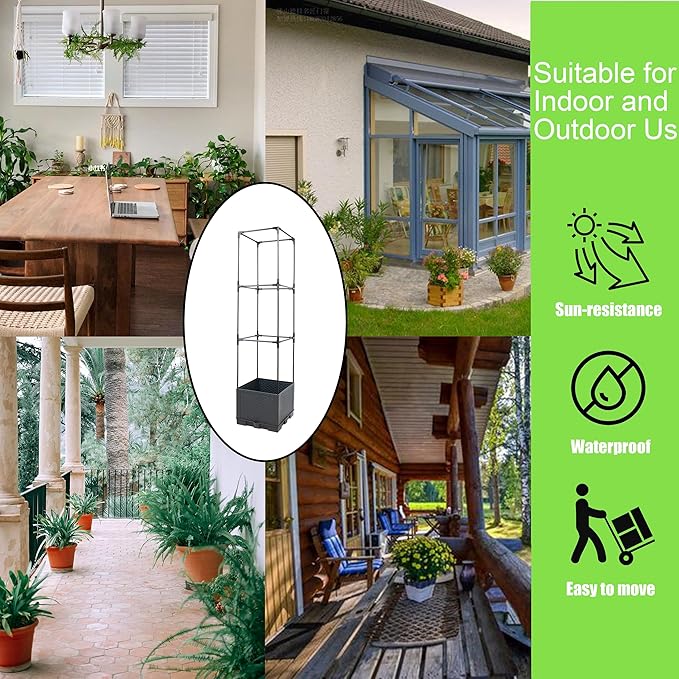 Sunnyglade 2 Pcs Raised Garden Bed Planter Box with Trellis, 44” Tomato Trellis Planter for Various Vine Climbing Plants Vegetables Detachable Frame for Outdoor Indoor Terrace