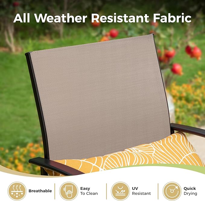 8 Pieces Outdoor Textilene Dining Chairs,Patio Dining Chairs Set, Fixed Patio Chairs with Armrest, Brown