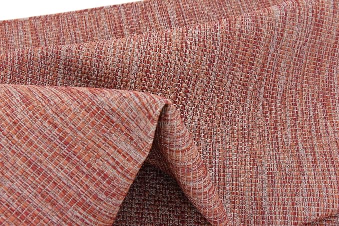 Unique Loom Collection Casual Transitional Solid Heathered Indoor/Outdoor Flatweave Area Rug (7' 1" x 10' Rectangle, Rust Red/Beige)